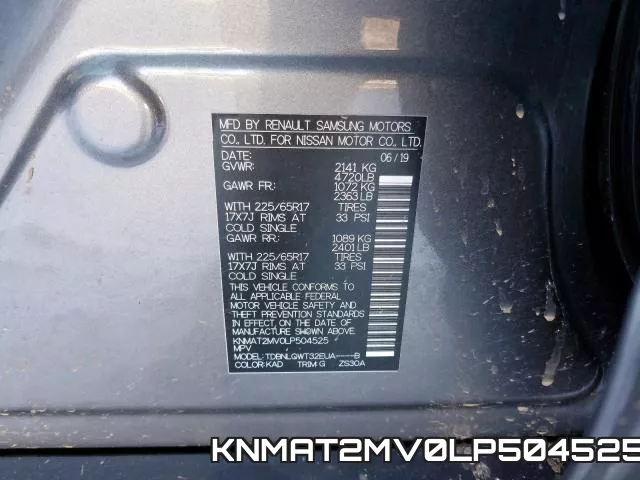 KNMAT2MV0LP504525 фото 2