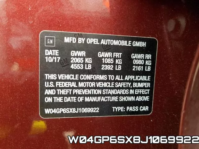 W04GP6SX8J1069922 фото 2