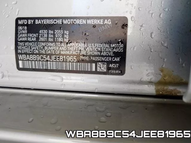 WBA8B9C54JEE81965 фото 2