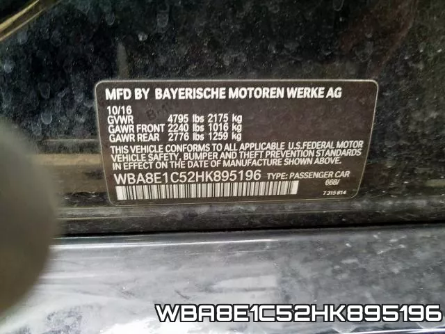 WBA8E1C52HK895196 фото 2