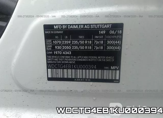 WDCTG4EB1KU000394 фото 10
