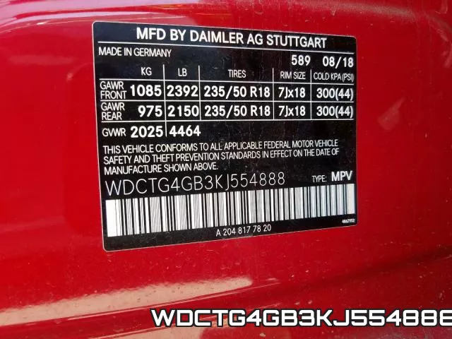 WDCTG4GB3KJ554888 фото 2