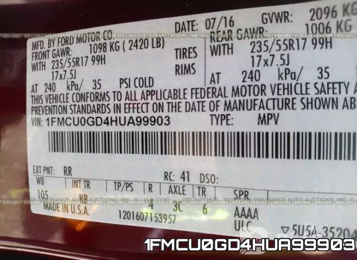 1FMCU0GD4HUA99903 фото 10