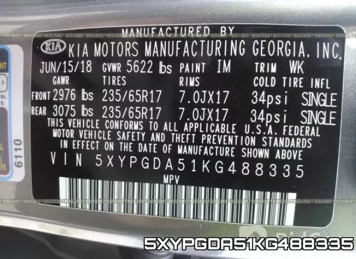 5XYPGDA51KG488335 фото 10