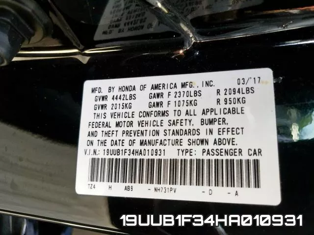 19UUB1F34HA010931 фото 2
