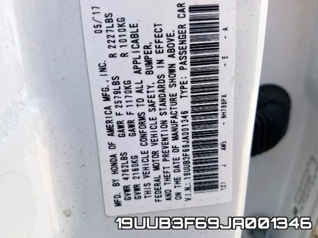 19UUB3F69JA001346 фото 2