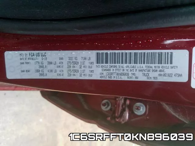 1C6SRFFT0KN896039 фото 2