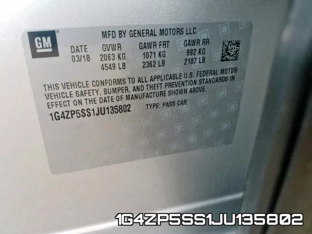 1G4ZP5SS1JU135802 фото 2
