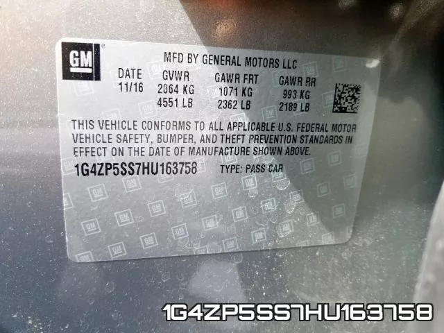 1G4ZP5SS7HU163758 фото 2