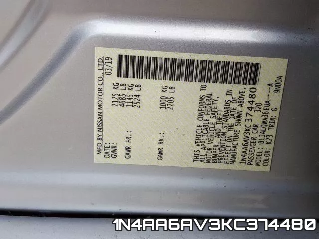 1N4AA6AV3KC374480 фото 2