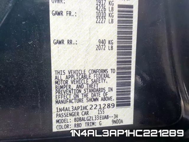 1N4AL3AP1HC221289 фото 2