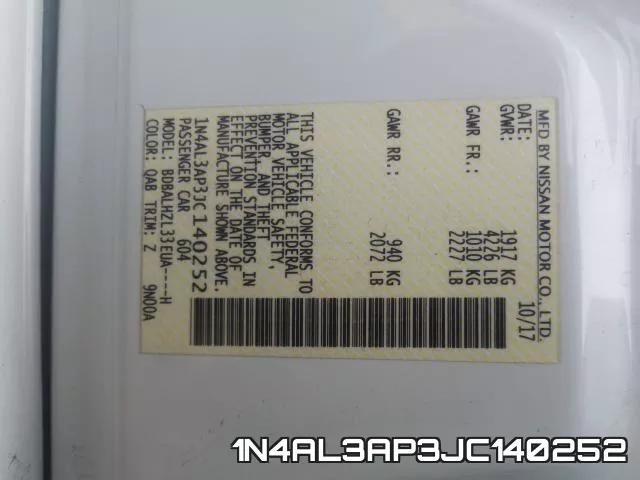 1N4AL3AP3JC140252 фото 2