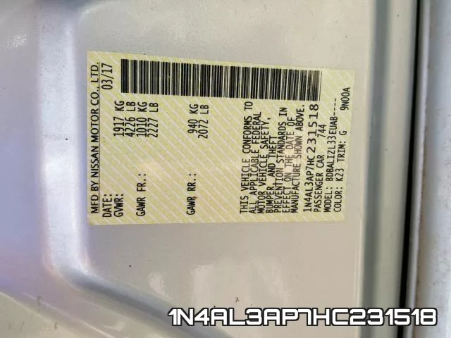1N4AL3AP7HC231518 фото 2