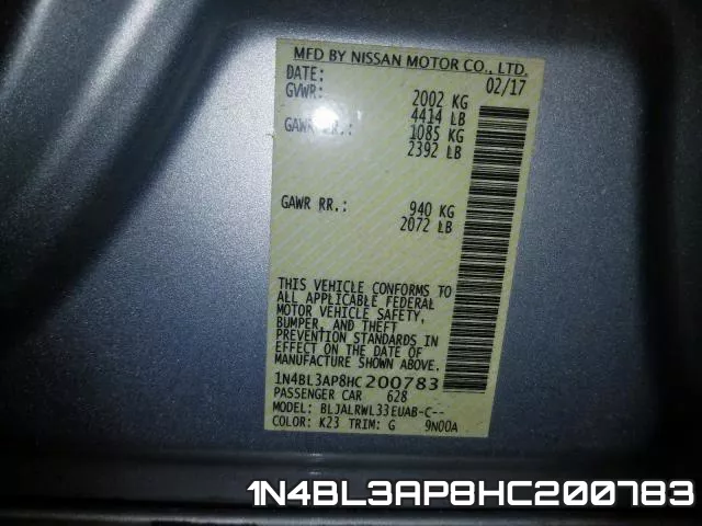 1N4BL3AP8HC200783 фото 2