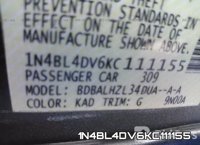 1N4BL4DV6KC111155 фото 10