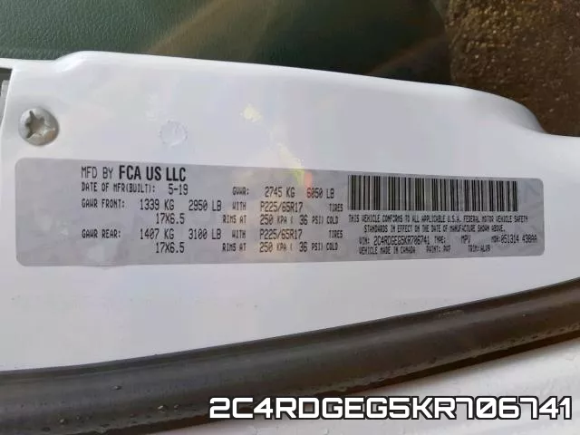2C4RDGEG5KR706741 фото 2