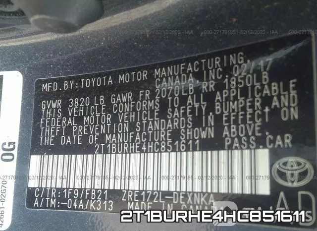 2T1BURHE4HC851611 фото 10
