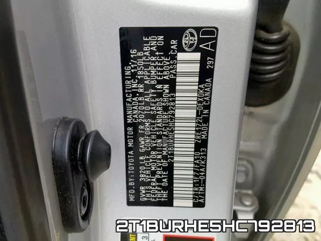 2T1BURHE5HC792813 фото 2