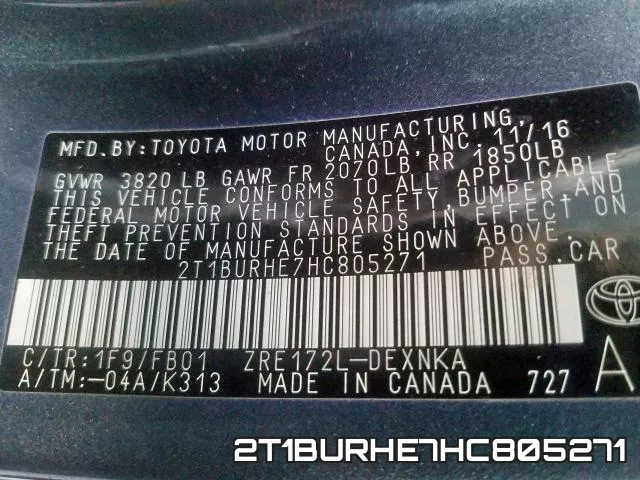 2T1BURHE7HC805271 фото 2
