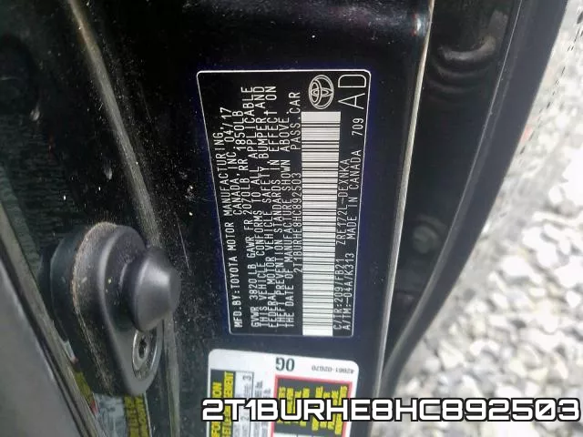 2T1BURHE8HC892503 фото 2