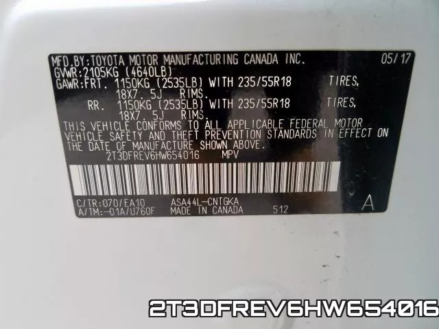 2T3DFREV6HW654016 фото 2
