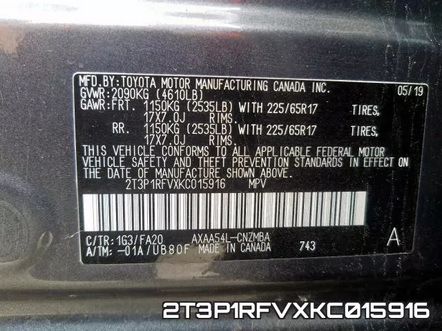 2T3P1RFVXKC015916 фото 2