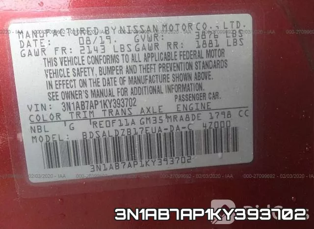3N1AB7AP1KY393702 фото 10