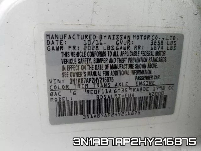 3N1AB7AP2HY216875 фото 2