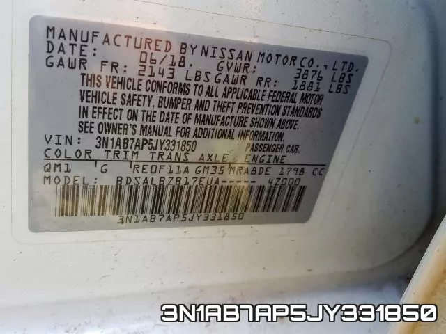 3N1AB7AP5JY331850 фото 2