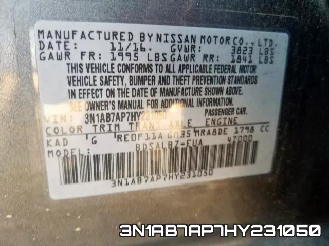 3N1AB7AP7HY231050 фото 2