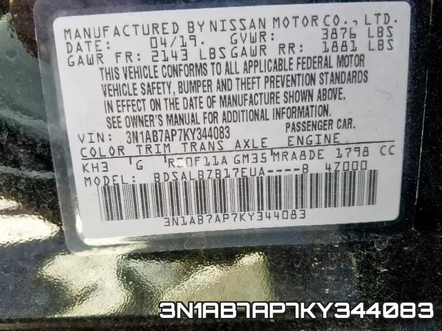 3N1AB7AP7KY344083 фото 2