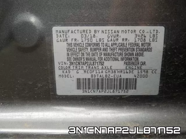 3N1CN7AP2JL871752 фото 2