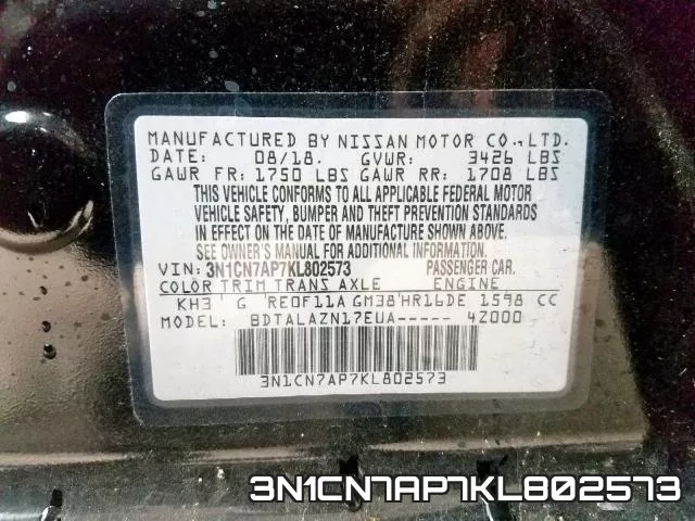 3N1CN7AP7KL802573 фото 2