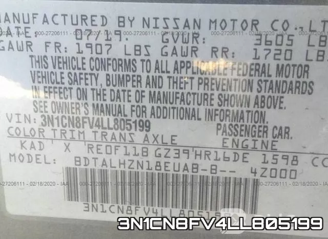 3N1CN8FV4LL805199 фото 10