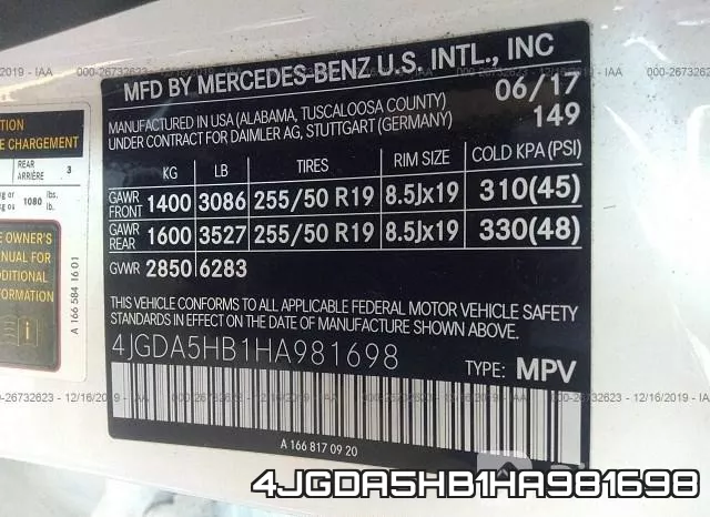 4JGDA5HB1HA981698 фото 10