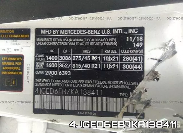 4JGED6EB7KA138411 фото 10
