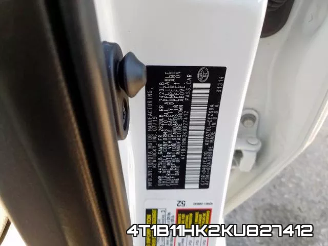 4T1B11HK2KU827412 фото 2