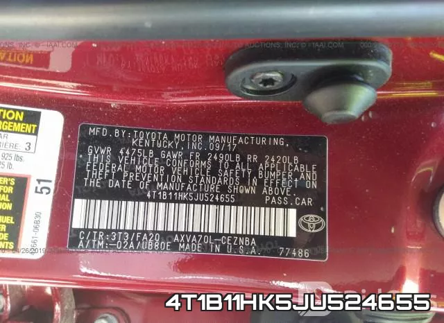 4T1B11HK5JU524655 фото 10