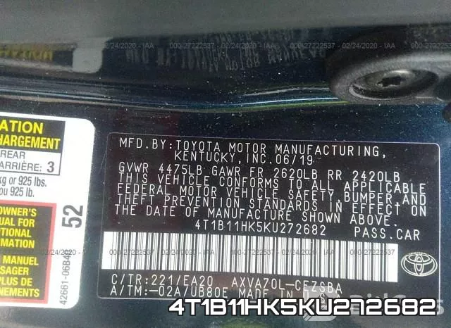 4T1B11HK5KU272682 фото 10