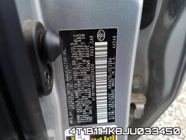 4T1B11HK8JU033450 фото 2