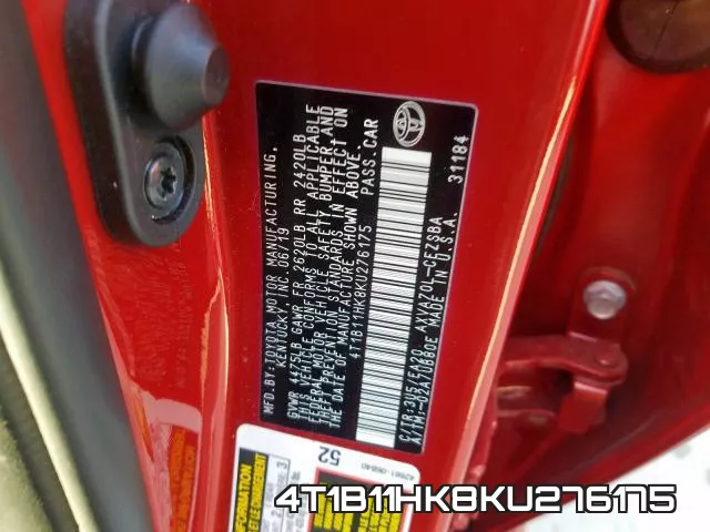 4T1B11HK8KU276175 фото 2
