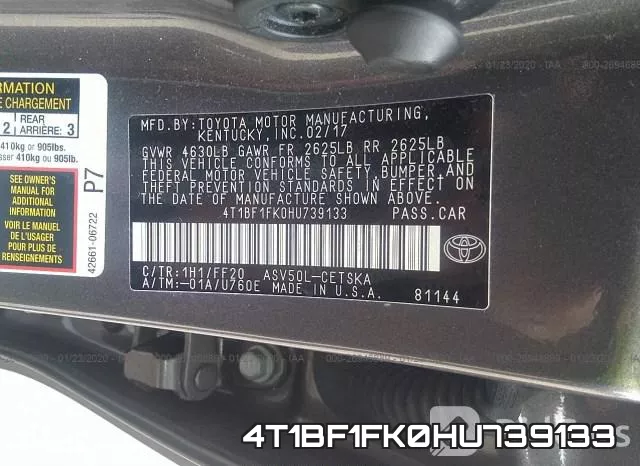 4T1BF1FK0HU739133 фото 10