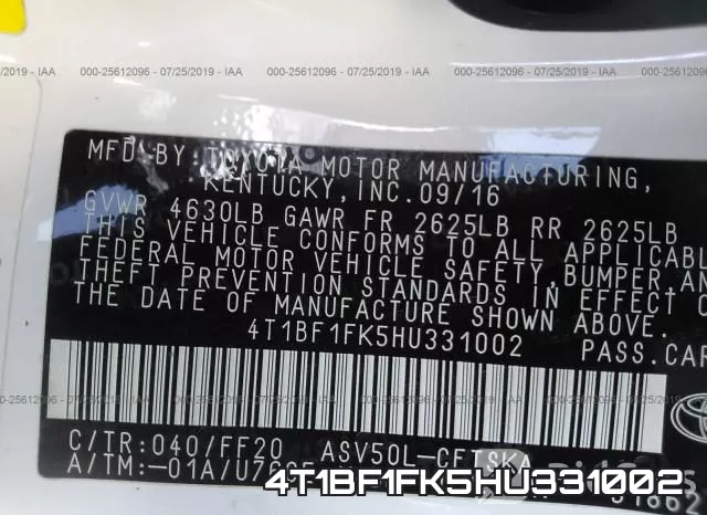 4T1BF1FK5HU331002 фото 10