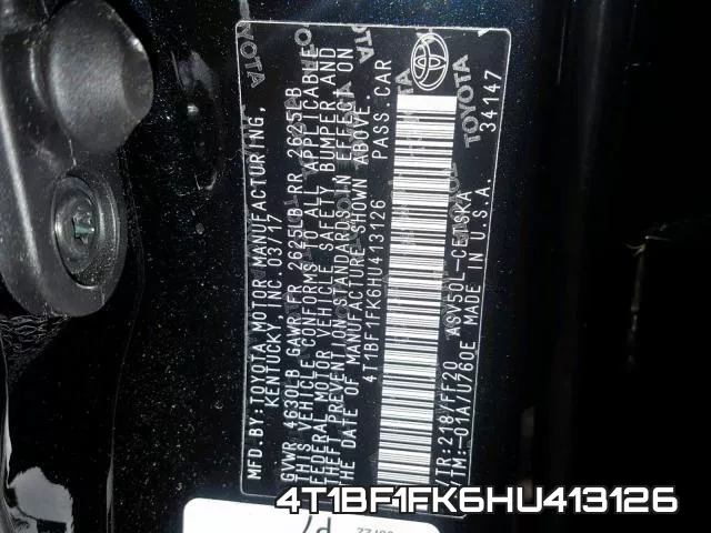 4T1BF1FK6HU413126 фото 2