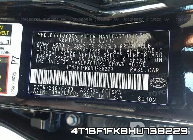 4T1BF1FK8HU738229 фото 10