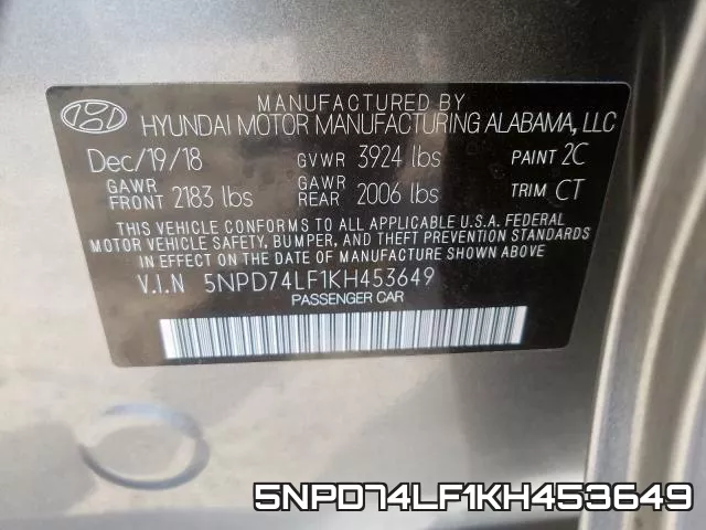 5NPD74LF1KH453649 фото 2