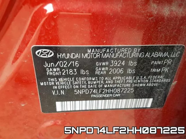 5NPD74LF2HH087225 фото 2