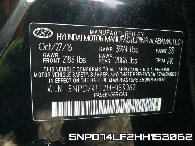 5NPD74LF2HH153062 фото 2