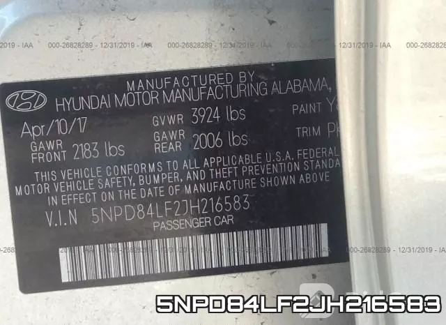 5NPD84LF2JH216583 фото 10