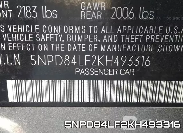 5NPD84LF2KH493316 фото 10